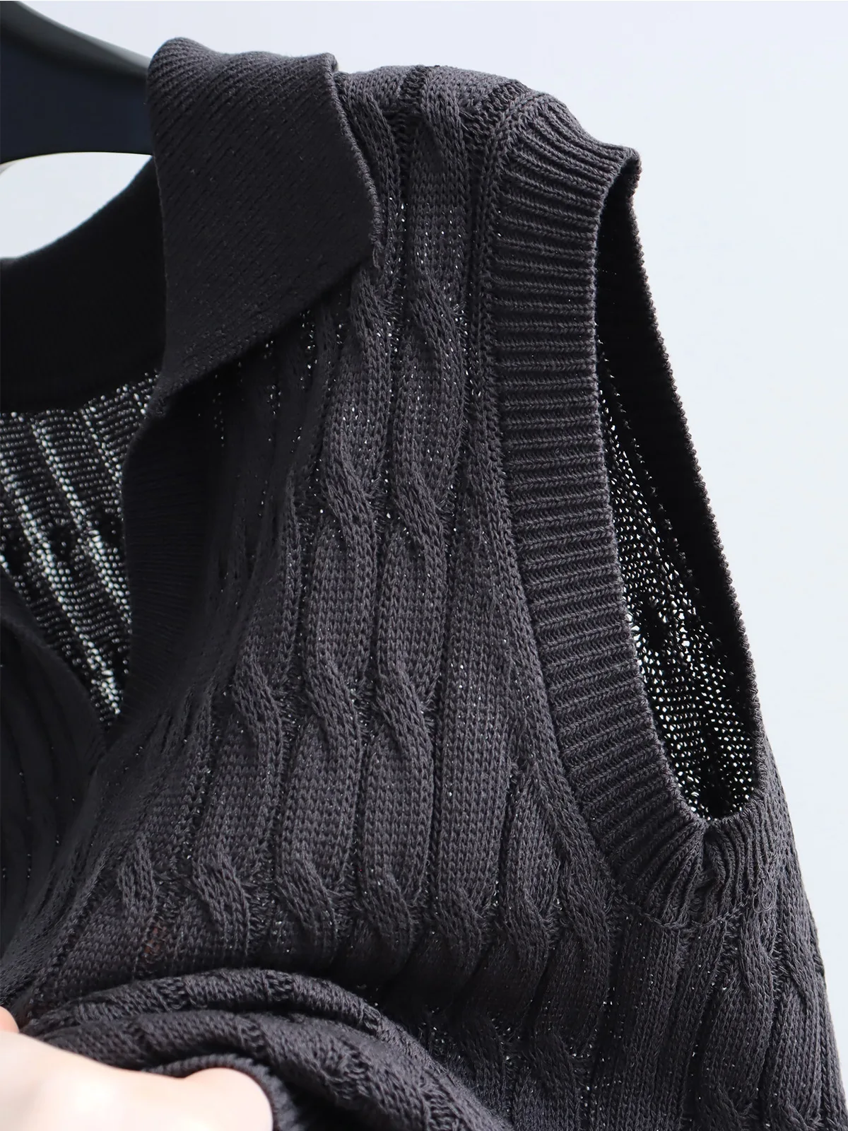 Dave&di Sleeveless Knitted Shirt Linen Lapel Vest For Spring And Summer Commuting Temperament Top Pullover 3