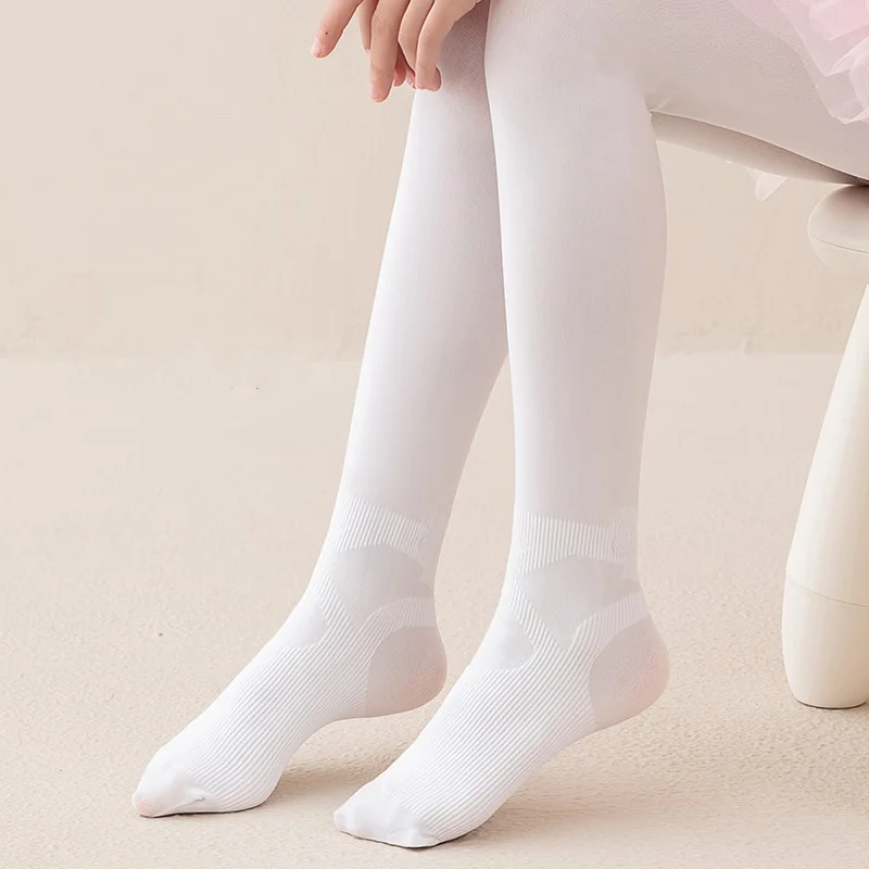 Kids Simple Versatile Tights For Girls Spring Summer New Thin Black White Velvet Pantyhose Children's Dance Leggings  3-15Years