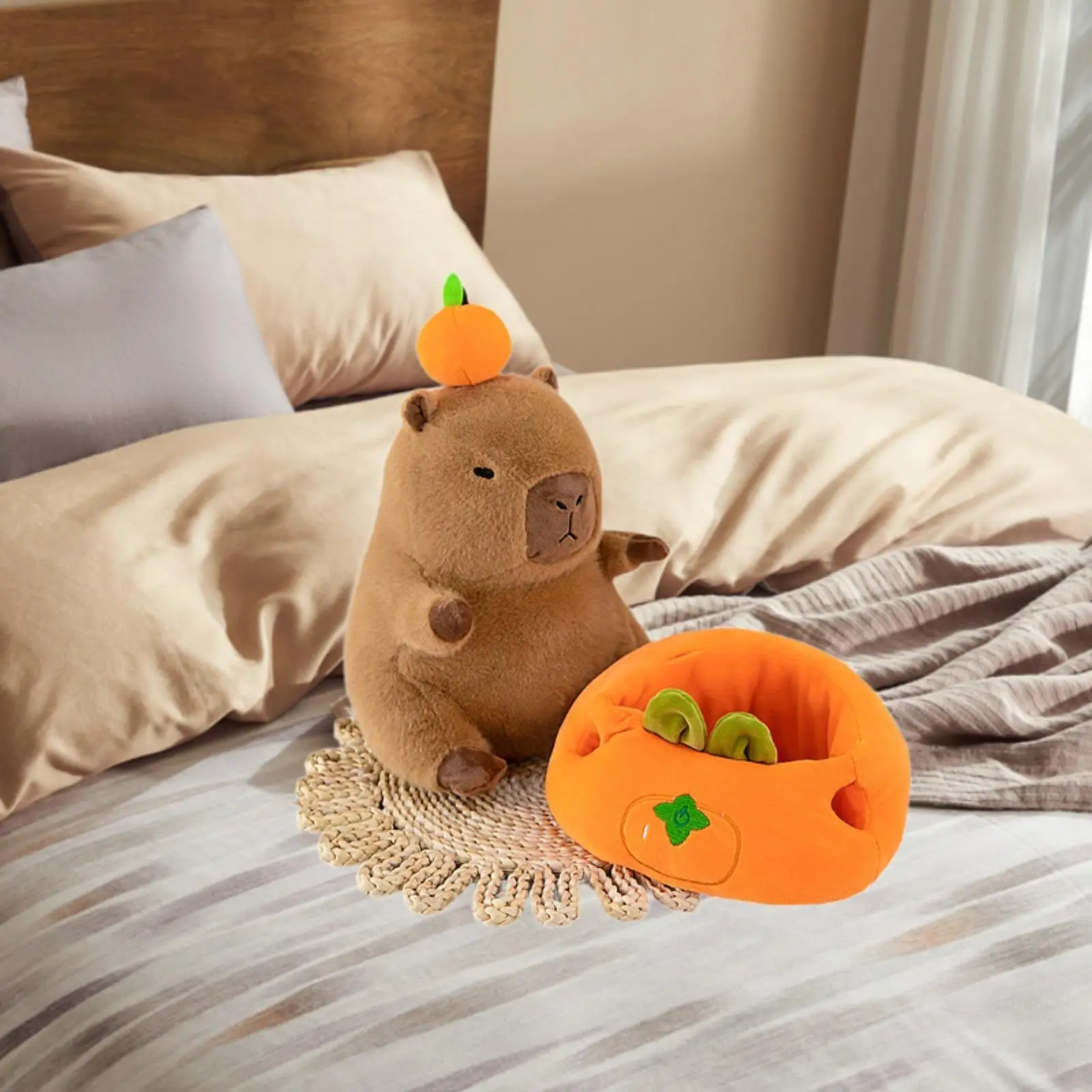 Capybara Plush Toy,Capybara Persimmon Doll,Home Decor,Cartoon Plush Animal Cute