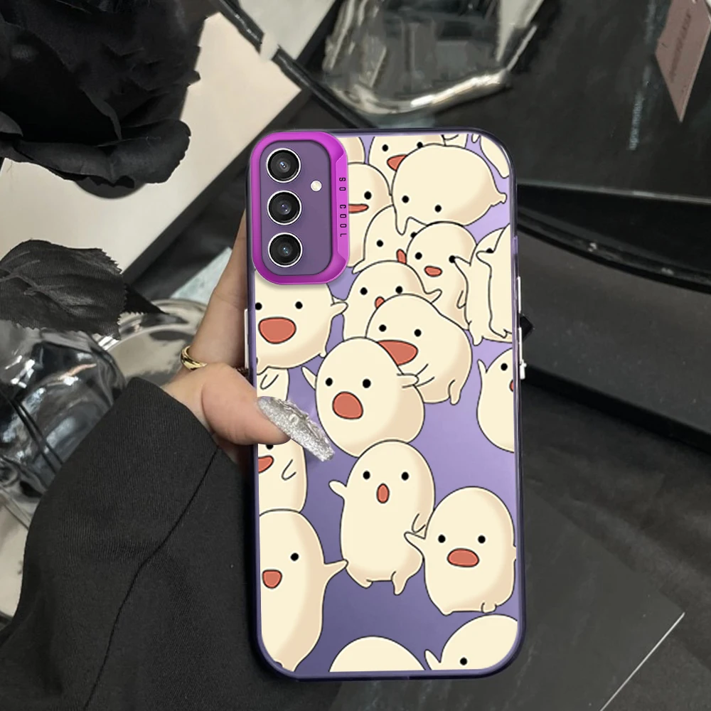 Cute Running Ghost Phone Case For Samsung S23 S24 S22 A71 A55 ULTRA PLUS FE Electroplated Silver IMD Laser Color Shell image 5
