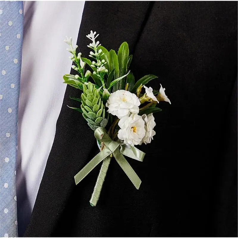 결혼 기념일을위한 인공 꽃 잎을 가진 31bb 스타일리시 남성 boutonniere