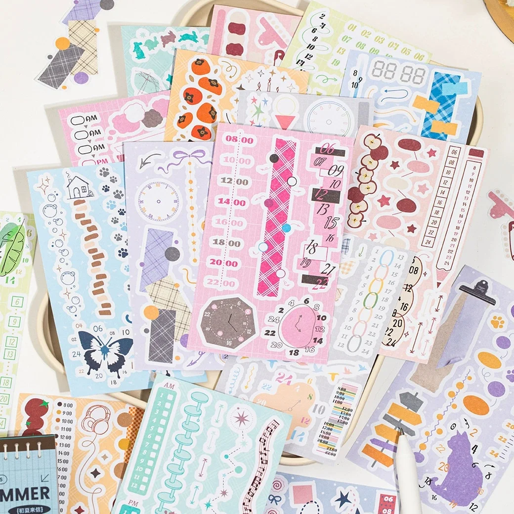 20 Sheets/Pack Moment Timeline Sticker Book, Writable Material For Study Marking & Planner Decoration