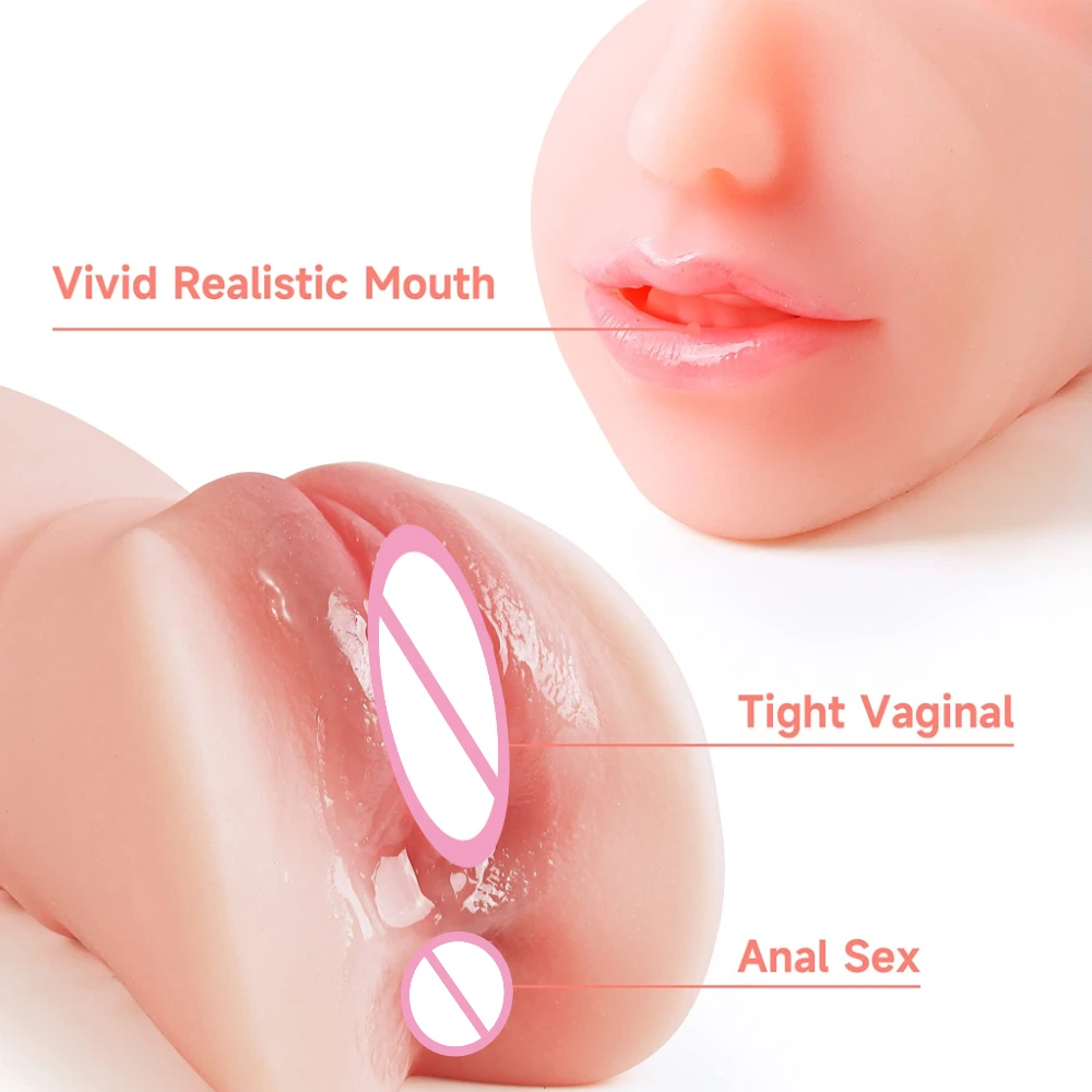 Super Realistic Vagina 3in1 Male Masturbator Blowjob Anal Sex Masturbation Cup Erotic Sex Toys for 18+ Men Portable Pocket Pussy view 2