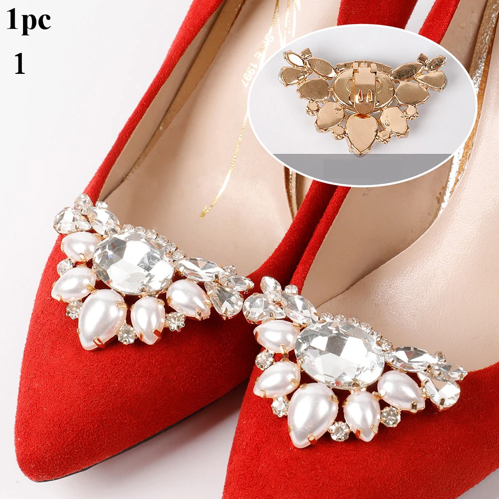 1PC Shiny Crystal Clamp Shoe Clip Wedding High Heel Women Bride Shoes Decoration Rhinestone Decorative Clips Flower Charm Buckle