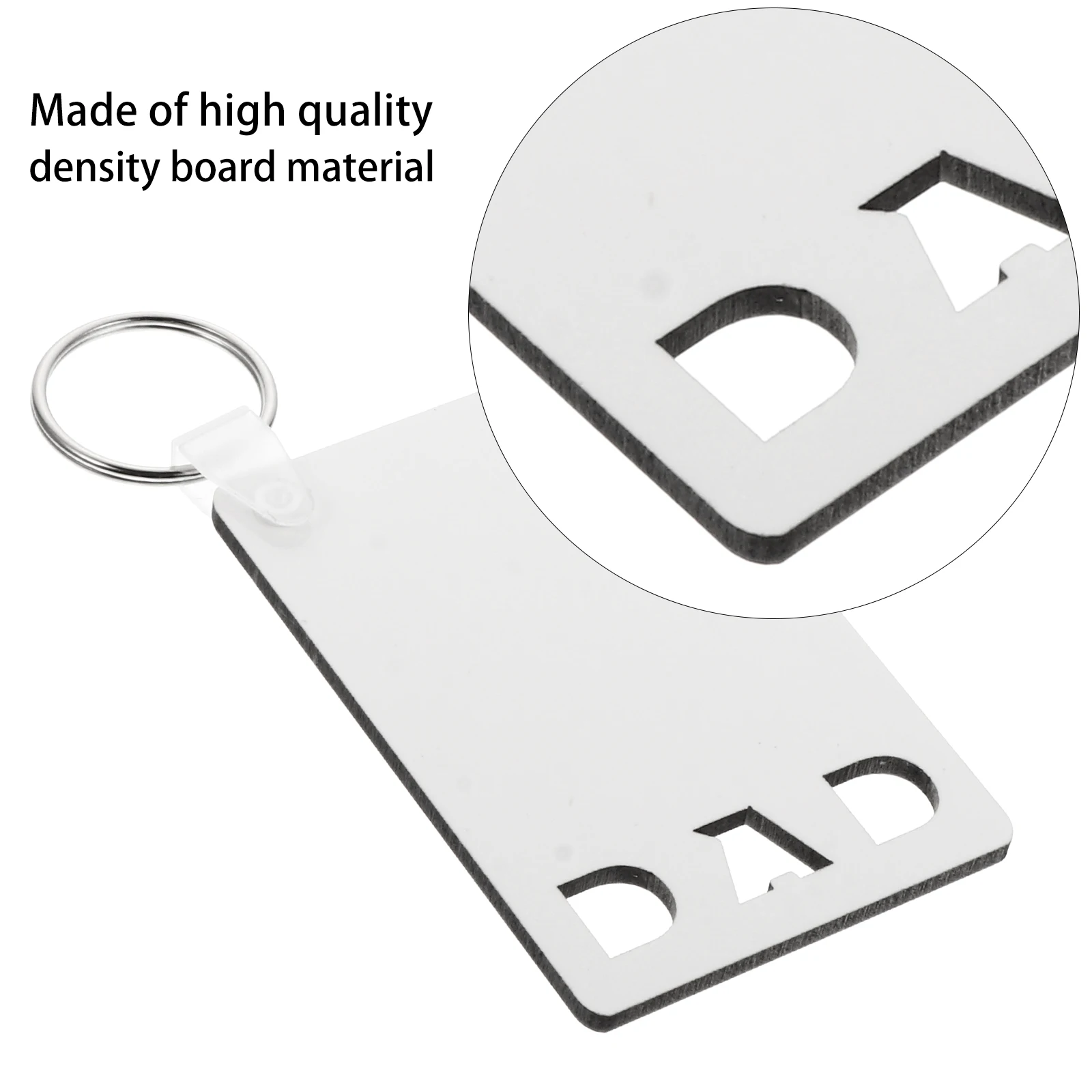 

6 Pcs Wooden Keychain Blank Heat Transfer Lightweight Durable Rust Resistant DIY Fathers Day Gifts Art Supplies