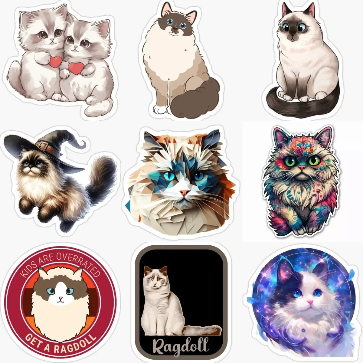 

Creative Cute Ragdoll Cat Pets Catoon PVC Sticker for Decorate Fridge Wall Car Van Window Motorcycle Off-road Decal Accessories