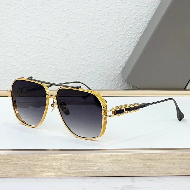 

Дизайнерские солнцезащитные очки-авиаторы Black Gold Double Bridge для мужчин, люксовые, высококачественные, из сплава, с защитой от солнца, размер M