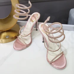 Eilyken Summer Street Style CRYSTAL Ankle Strap Women Sandals Sexy Open Toe Thin High Heels Party Prom Shoes