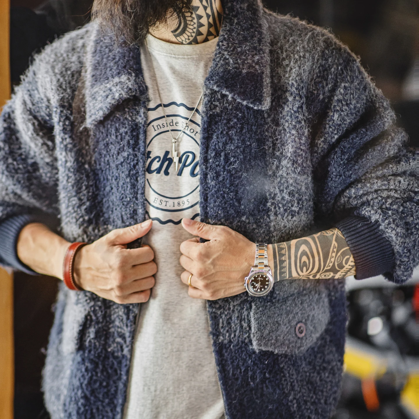 

Maden мужская винтажная клетчатая шерстяная куртка-кардиган с лацканами на молнии, теплая куртка на осень-зиму, уличная одежда