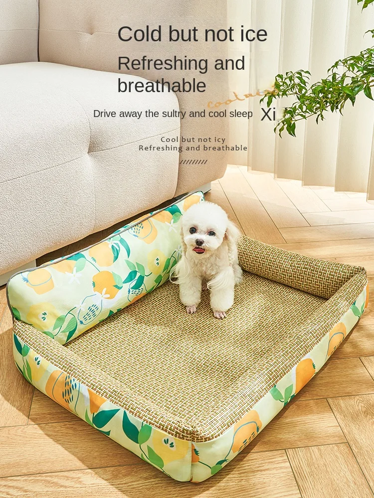 

Dog kennel summer rattan mat waterproof small and medium-sized dog Teddy dog bed sofa four seasons universal cat nest pet .