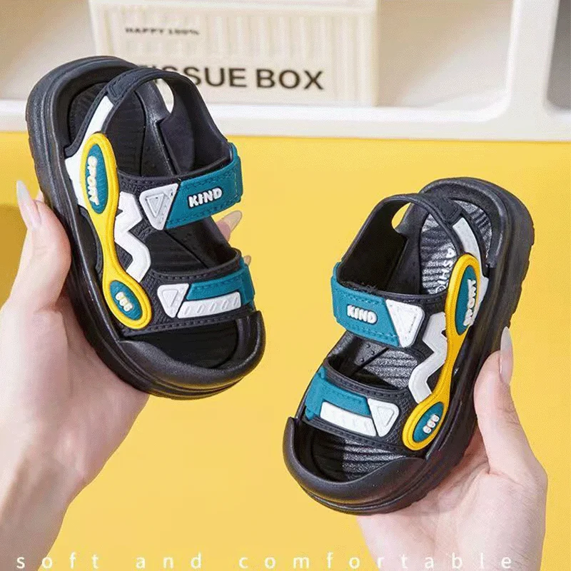 

2026 New Summer Boys' Toe Sandals Soft Sole Anti-Slip Kids Baby Soft Sole Velcro Beach Shoes Toddler Shoes