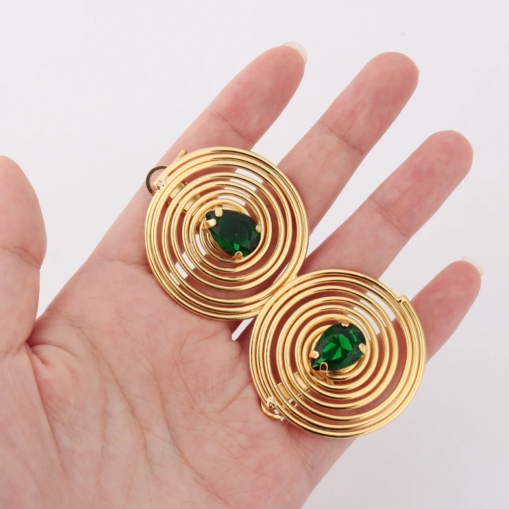 

Circle Zircon Jewelry Set for Women, Gold Color Necklace Woman Earrings Ring Bracelet Gift for Banquet Women's Day Style