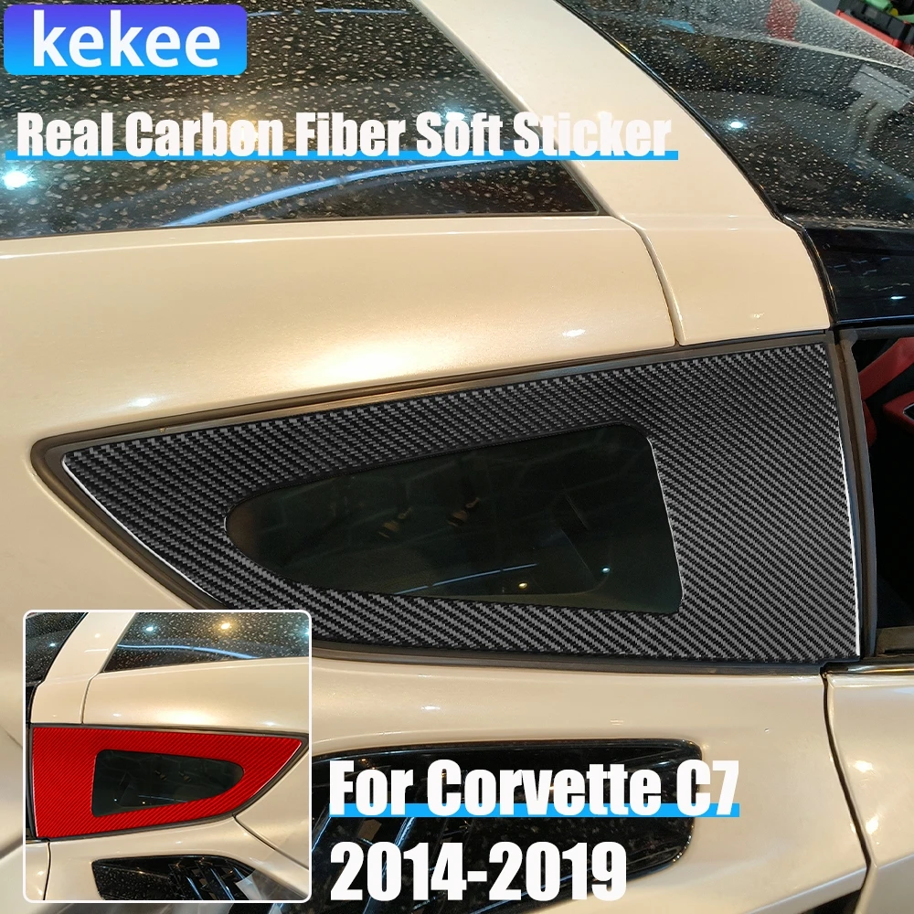 

Настоящее углеродное волокно, автомобильные аксессуары, декоративная накладка на заднее боковое окно, мягкая наклейка для Corvette C7 LT1 Z06 ZR1 LT5 2014-2019