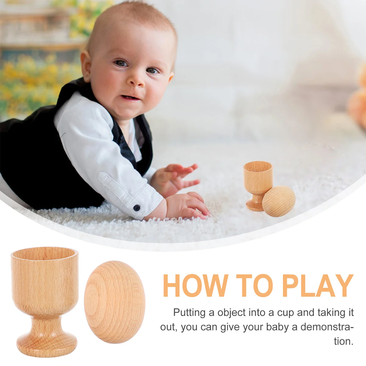 2 Sets Eye-hand Coordination Toys Wood Egg Cup Children's Hand-Eye Education Wooden Baby Combos