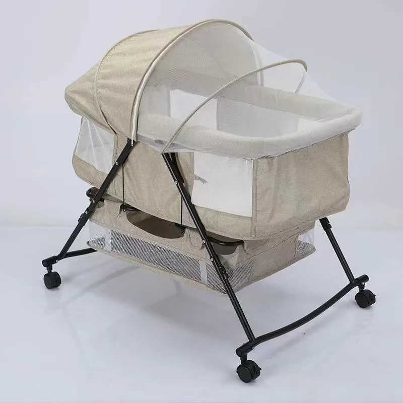 Baby crib Multi-functional splicing queen bed Comfortable folding mobile portable outdoor baby cradle bed