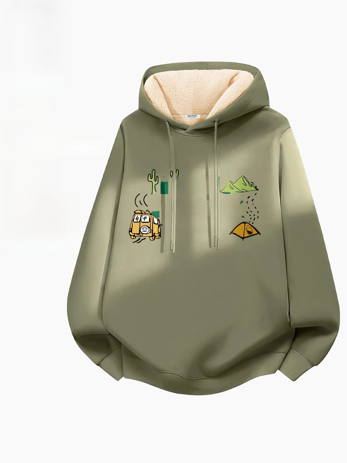 

Thiened Hoodie Sweatirt Men's Winter Warm Outerwear Lamb Velvet Large Mouth Monkey Youth Student Jaet