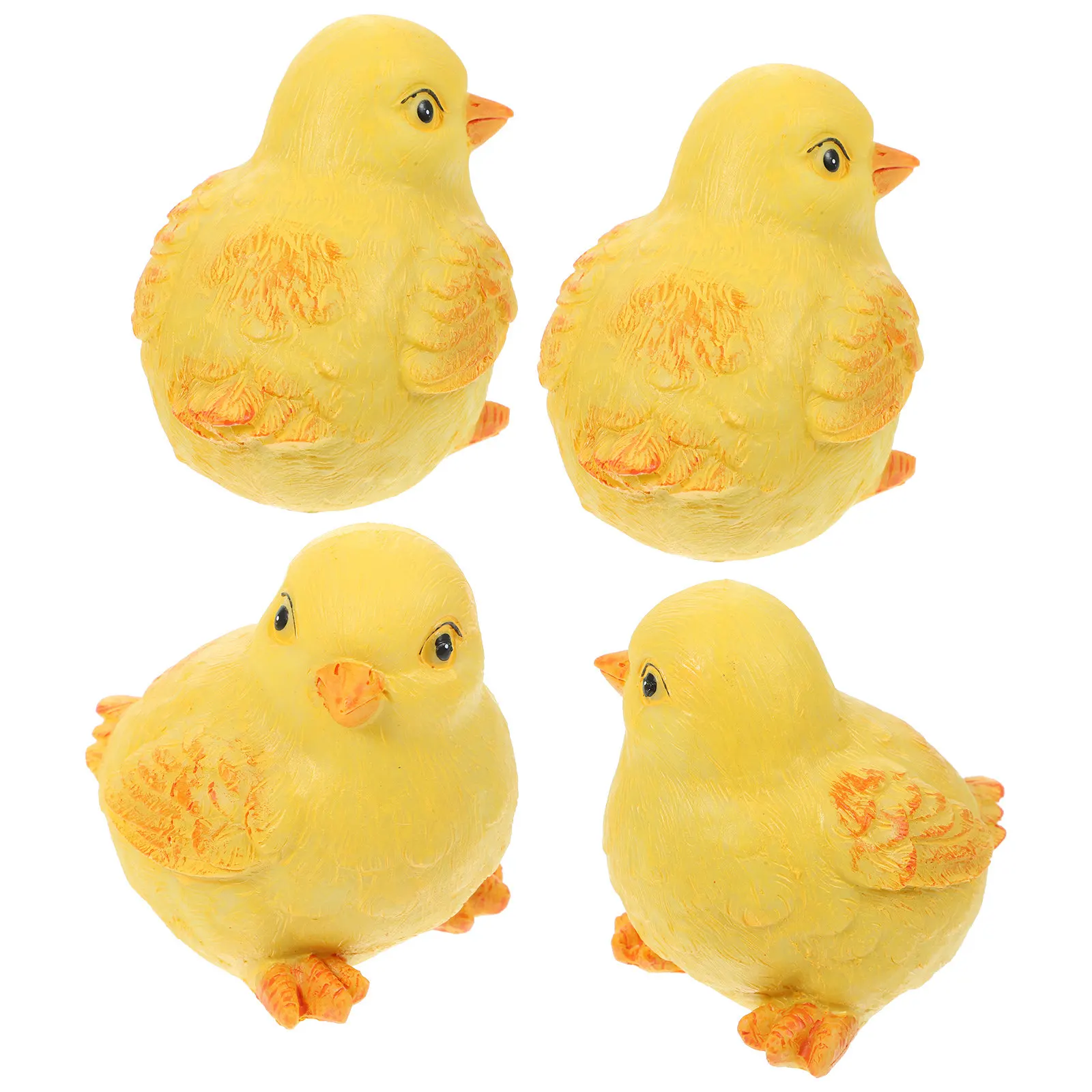 Mini Chicken Statues Set of 4 – Resin Cartoon Chick Decor for Garden, Lawn, Balcony & Micro Landscape