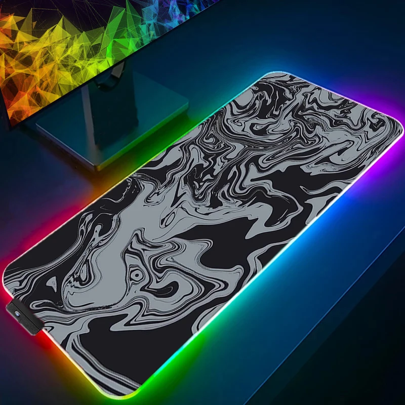 

RGB LED Mouse Pad Extended Strata Liquid Mousepad With Stitched Edges Desk Mat Non-Slip Base Computer Keyboard Pad For Laptop