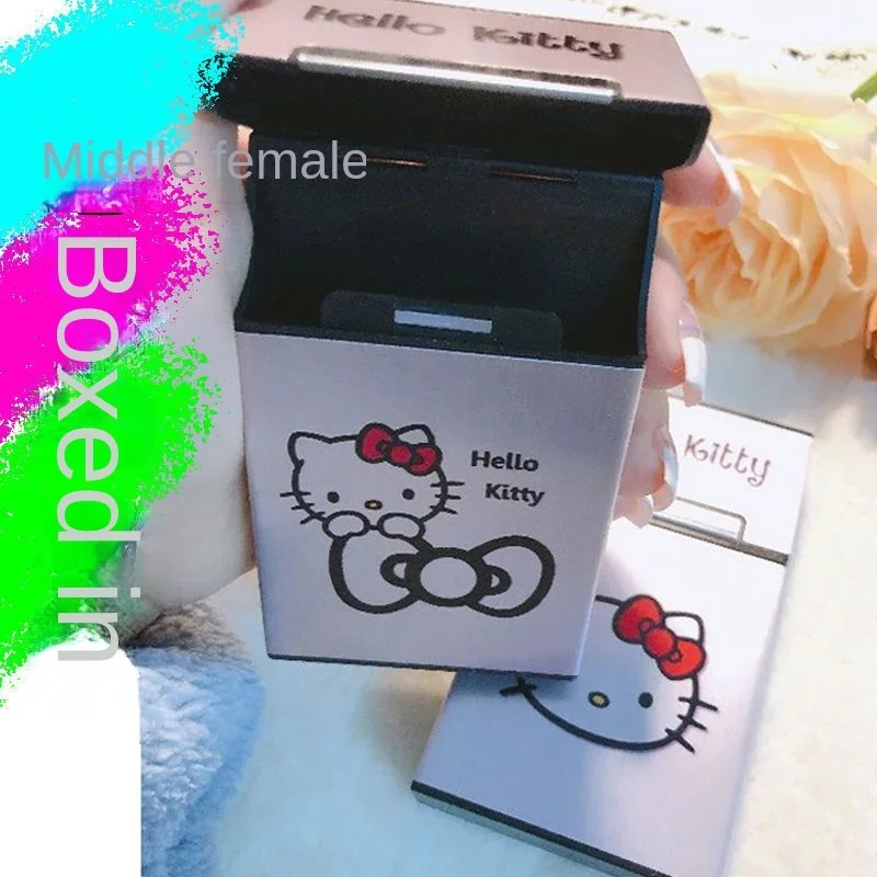 New MINISO Hello Kitty Cute Kawaii Cigarette Case Portable Thick Flip Cartoon Cigarette Case for Men and Women Holiday Gift