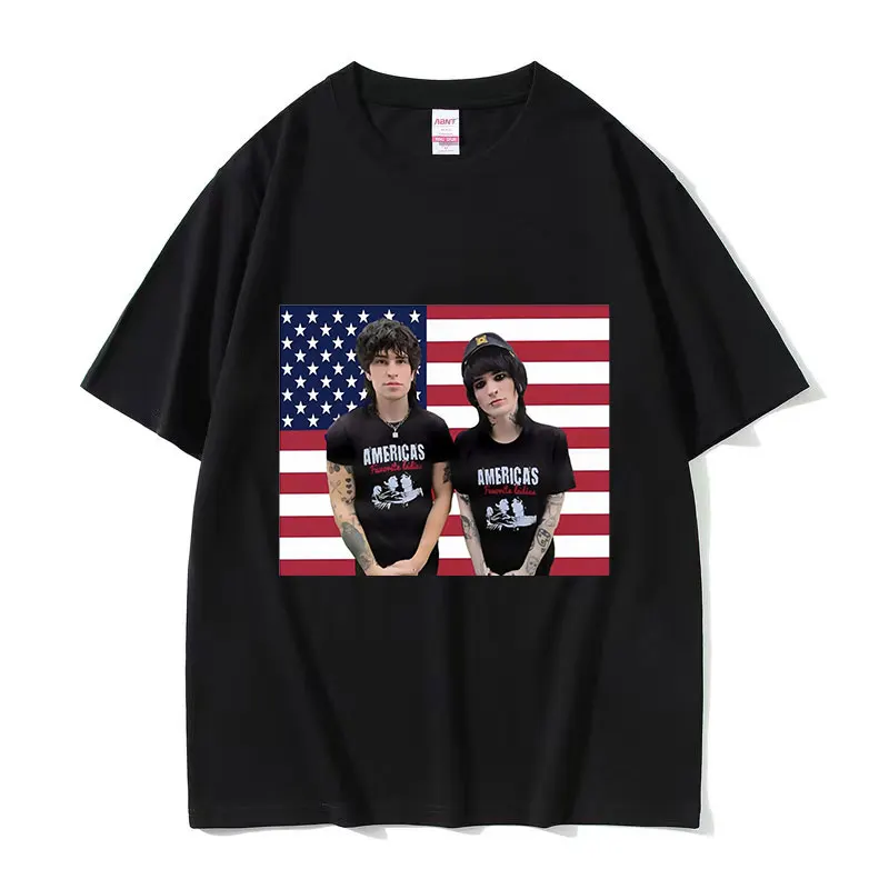 Jake Webber Johnnie Guilbert American Flag Graphic T Shirt Men Women Hip Hop Fashion Vintage Oversized Cotton T-shirt Streetwear