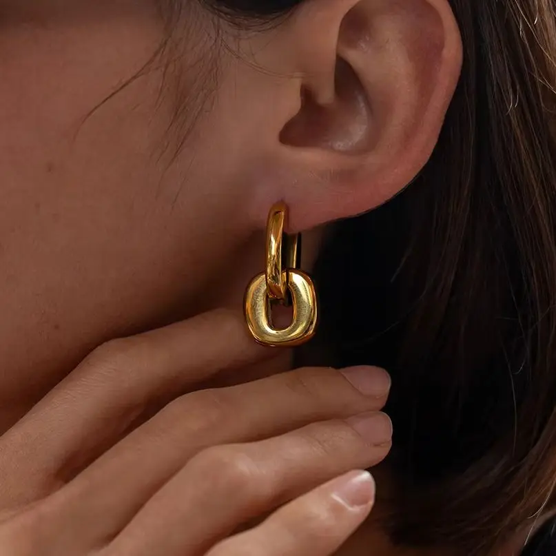 

Ingemark Creative Stainless Steel 18K Gold Plated Drop Earrings For Women Punk Style Lock Pendant Earring Luxury Banquet Jewelry