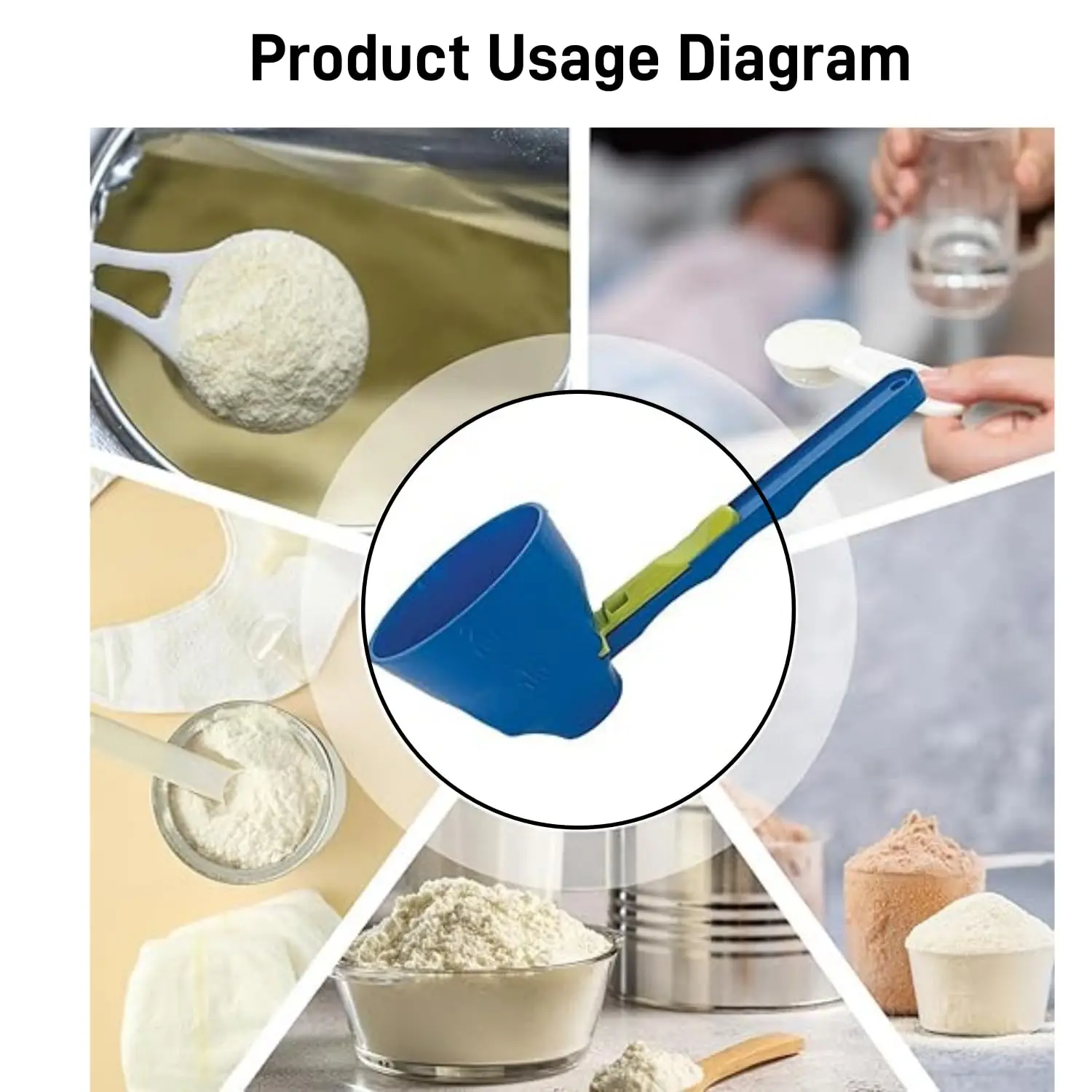 1pc Measuring Spoon Slide Scoop Funnel With Longer Handle Converts to Funnel with Silding Base for Protein Coffee Powder Spoon - view 5
