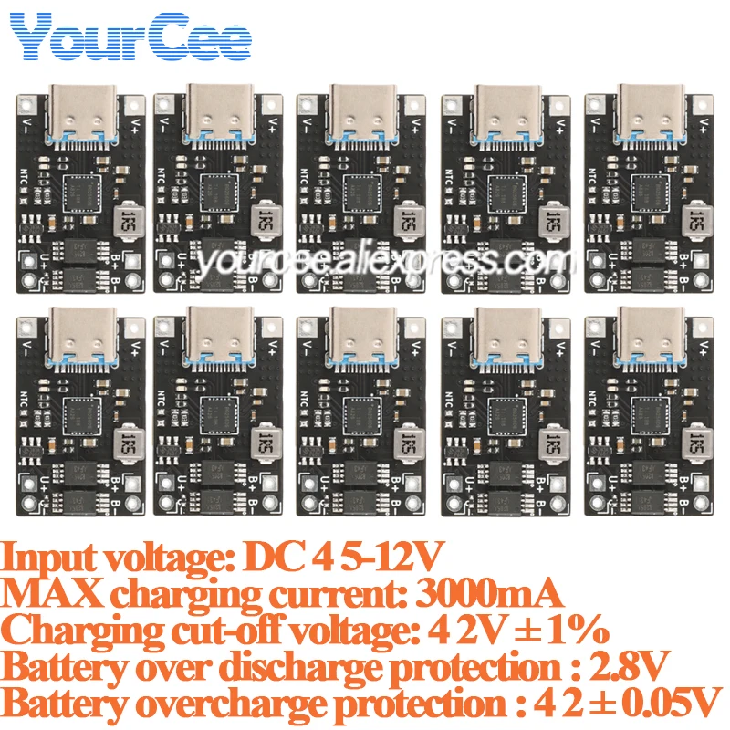 10pcs/1pc 5V 3A Lithium Battery Charger Module Power Charging and Discharging Integrated Module With Protection 3A Li-ion