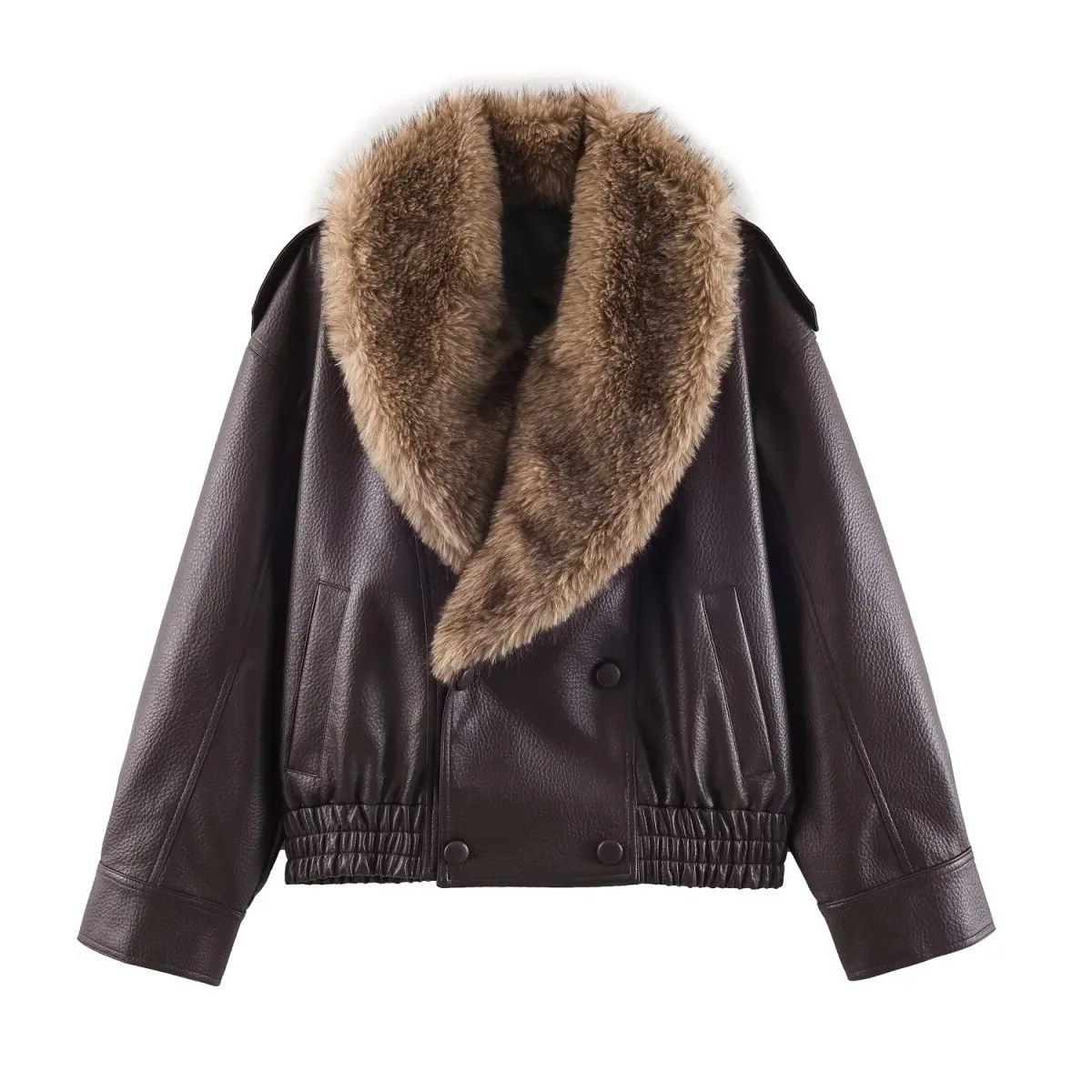 Winter Women Leather Jacket High Quality Fur Collar Faux Leather Coat Loose Biker Jacket Streetwear Windproof Outerwear Snowwear