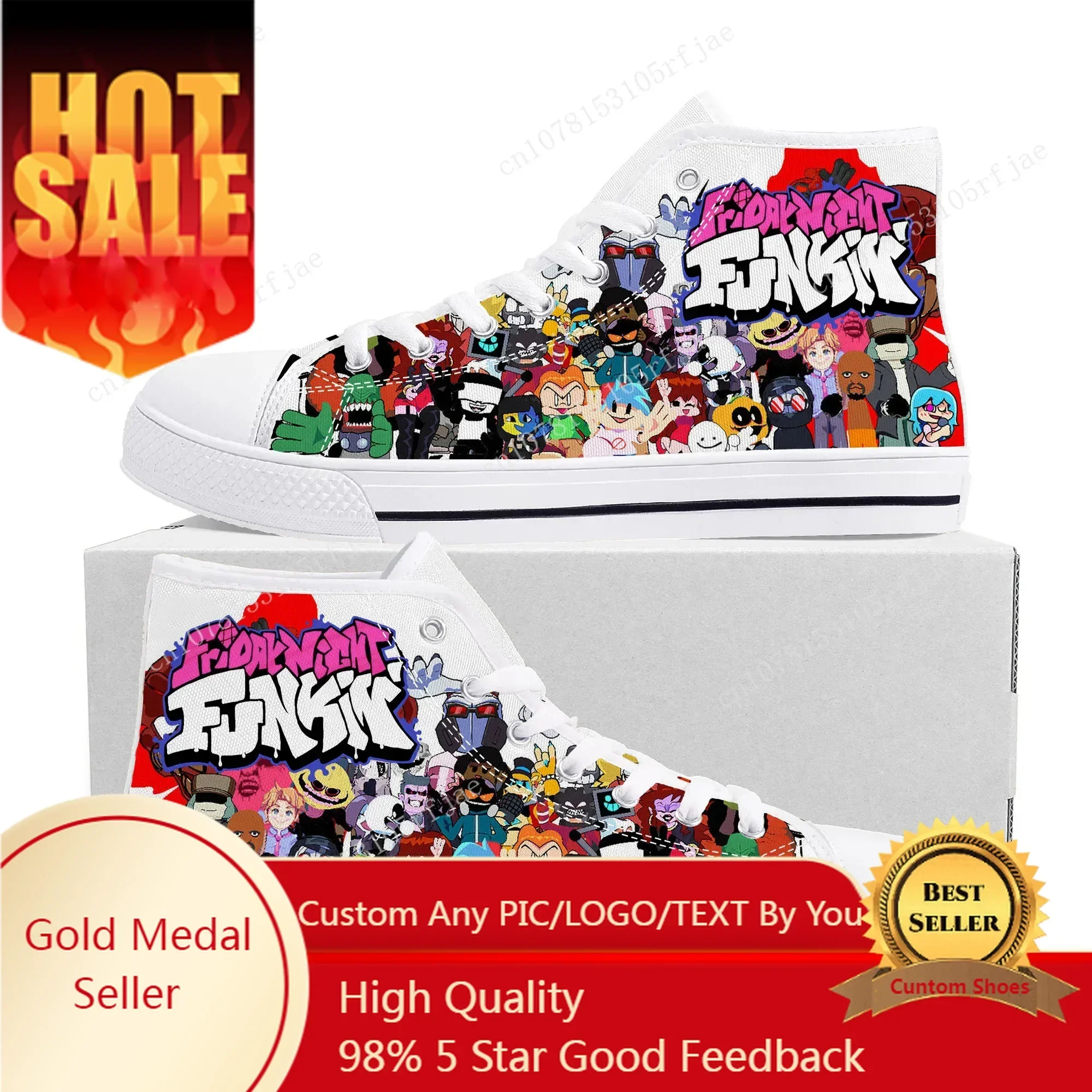 Funkin Cartoon Night Game Friday High Top Sneakers Mens Womens Teenager High Quality Canvas Shoes Casual Tailor Made Sneaker