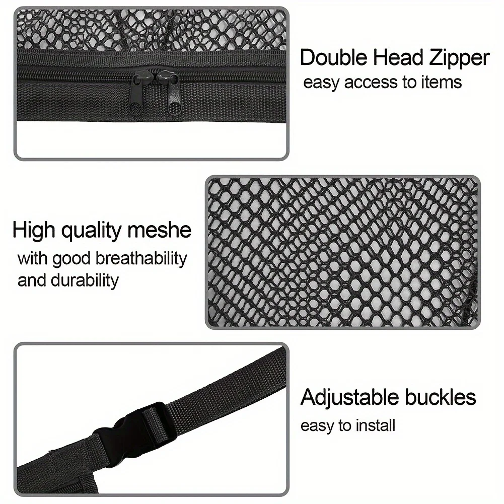 1pc Universal Car Roof Mesh Bag, Car Storage Cargo Zipper Adjustable Net, Sundries Organizer