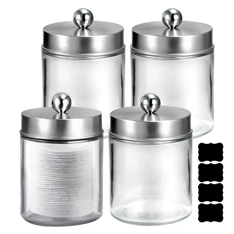 

Cotton Ball Holder Canister Jar Organizer Set Small Holder Dispenser for Restroom Home Decor Bathroom Canister Storage Vanity