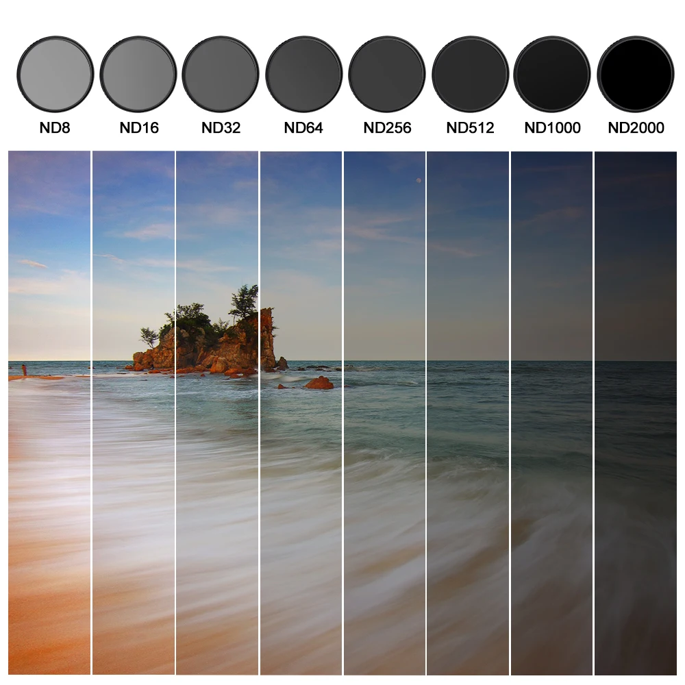 Giai-ND8 Para ND2000 Filtro ND Variável, Circular Nano Revestimento, Densidade Neutra Ajustável Camera Lens Filtros, 67mm, 72mm, 77mm, 82mm, 86mm