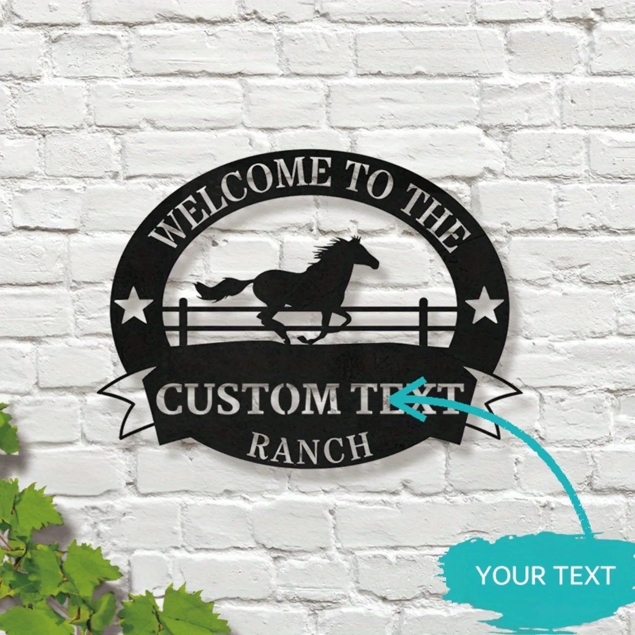 Customizable Horse Ranch Metal Sign - Personalized Farmhouse Wall Art, Outdoor Name Decor, Multipurpose for Home.