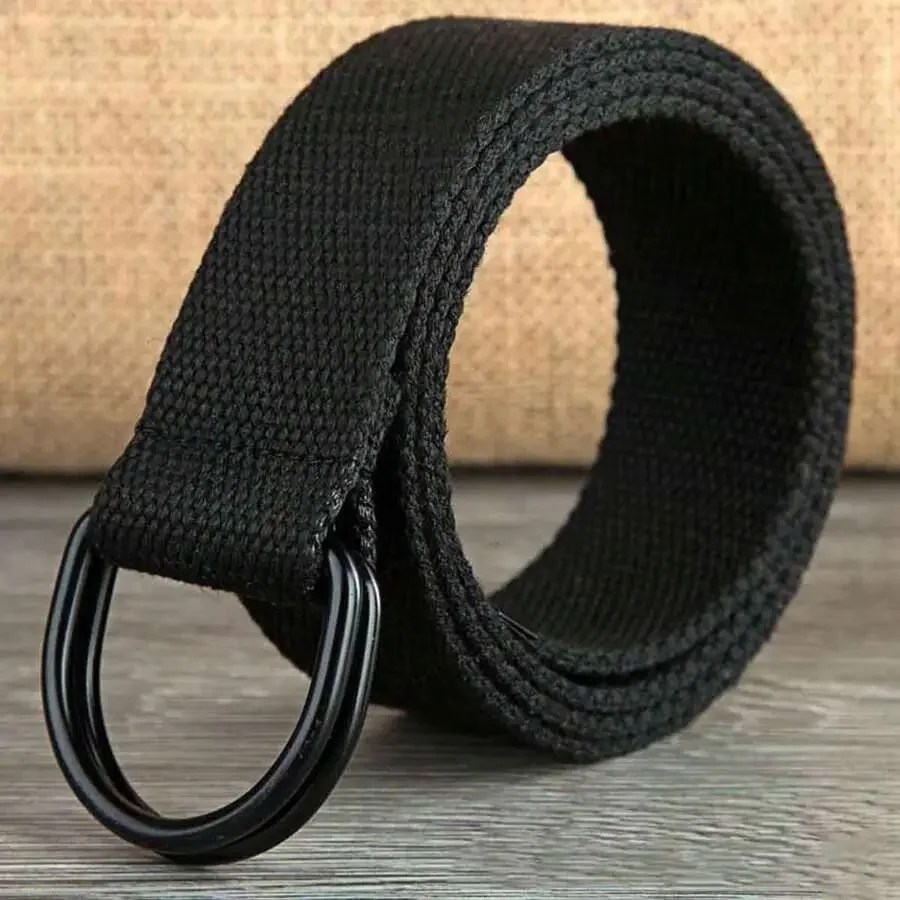 Canvas Belt for Men, Double Ring Buckle, Youth Fashion, waist strap, Casual