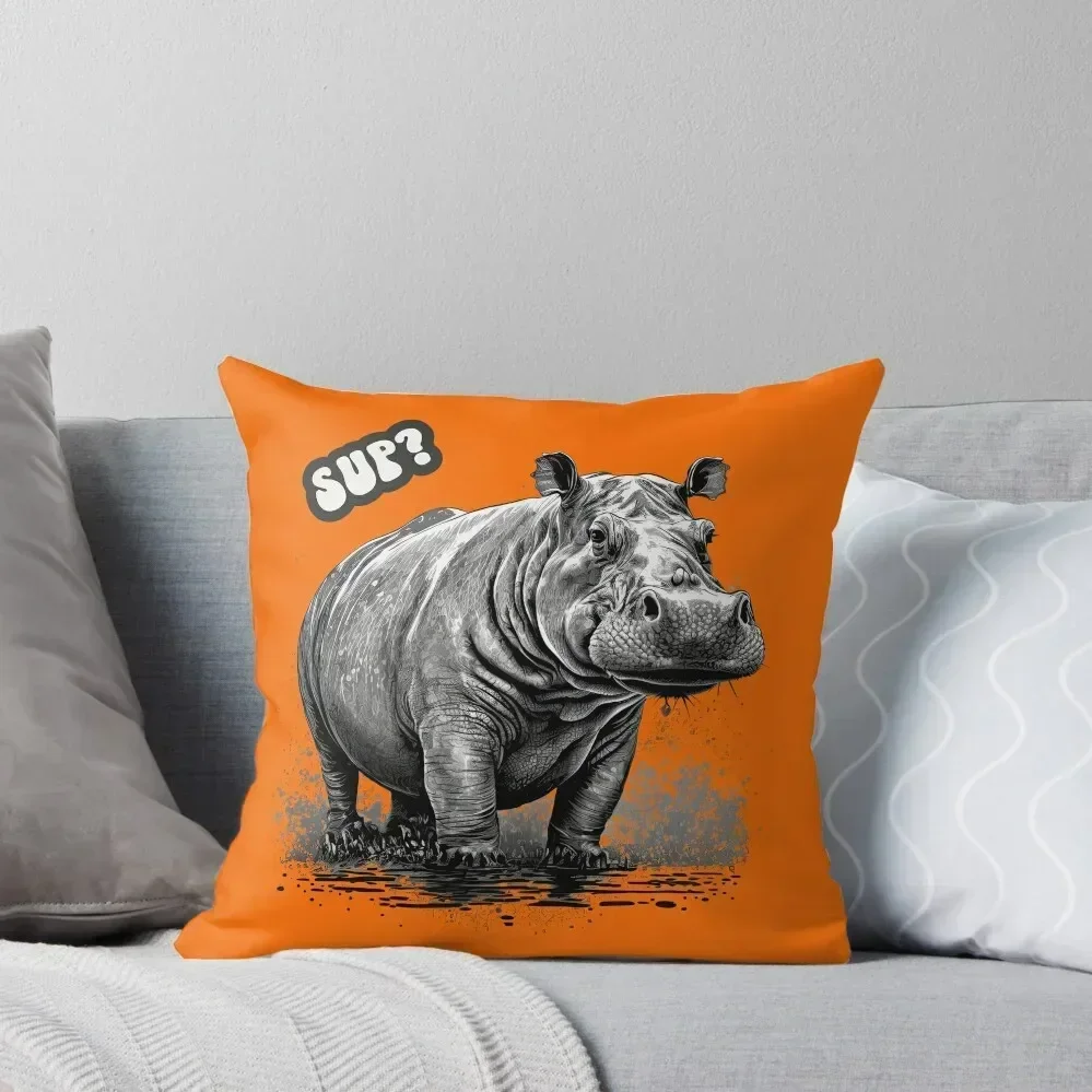 Hippopotamus Hippo - Animal Lovers Gift Throw Pillow Cusions Cover Pillowcase pillow