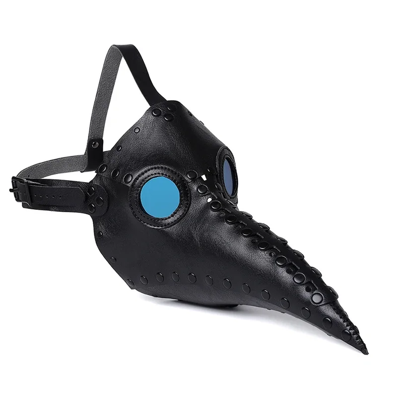 Leather Plague Doctor Steampunk Mask Cosplay Anime Halloween Hat Masquerade Scary Disguise Black Face Mask For Men Carnival Prop