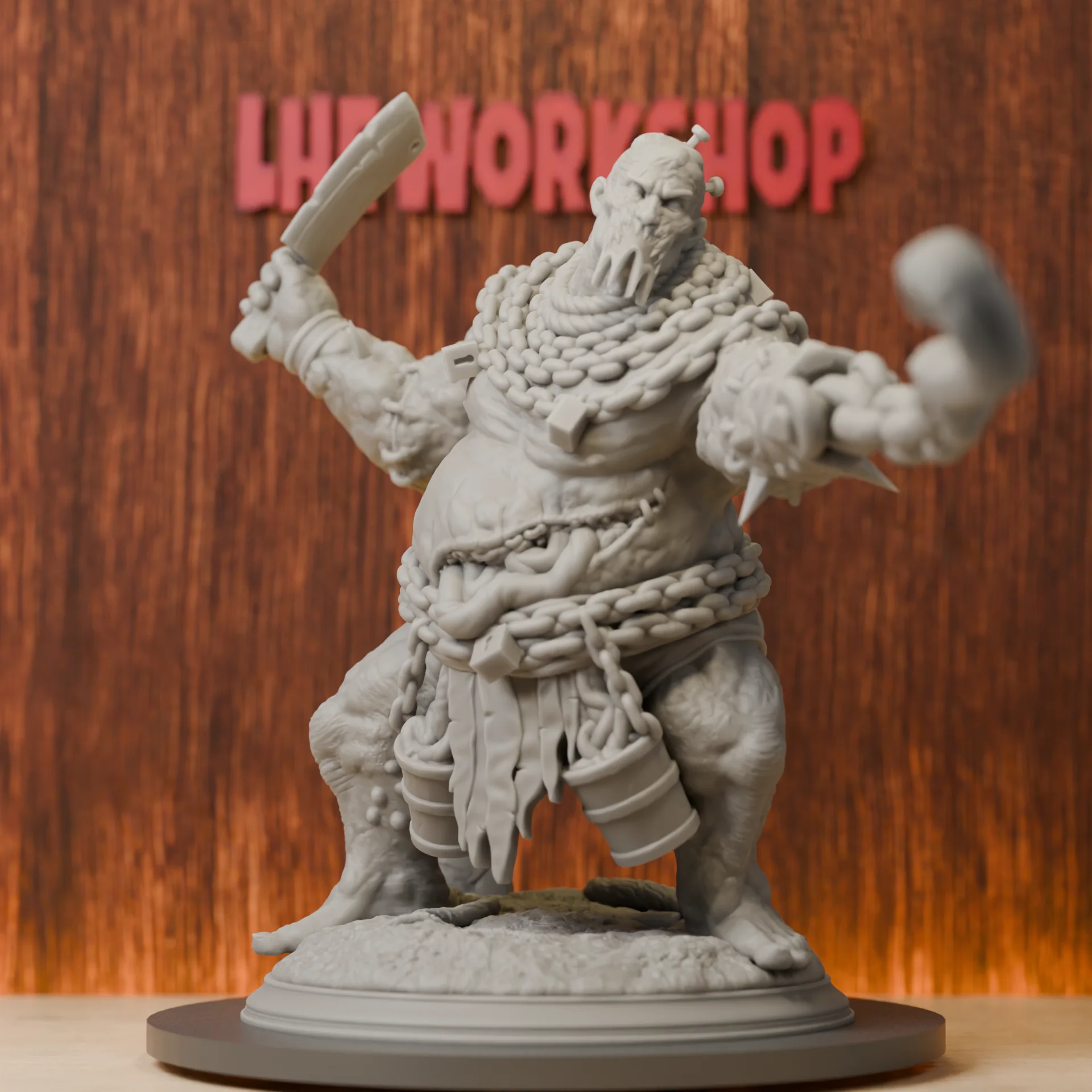 Miniatures de Golem de chair |   28mm-38mm |   Miniature Pathfinder DND imprimée en 3D en résine |   Gris non peint