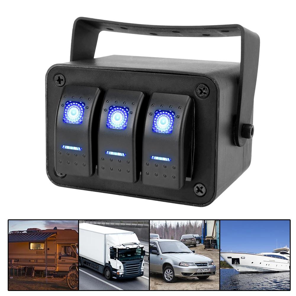 

12-24V Waterproof 2/3 Gang Rocker Switch Panel For Vehicles Caravan Truck Marine