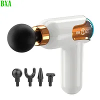 NEW Mini Fascia Gun LCD Intelligent Frequency Control USB Body Massager Electric Neck Membrane Gun Portable - White and Orange