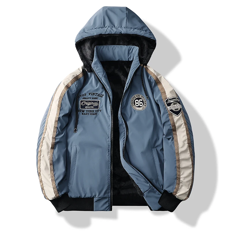 Gorasion Men's Autumn Winter Fashion Cotton Padded Jackets Thick Fleece Hooded Jackets Solid Color High Quality Casual Jackets