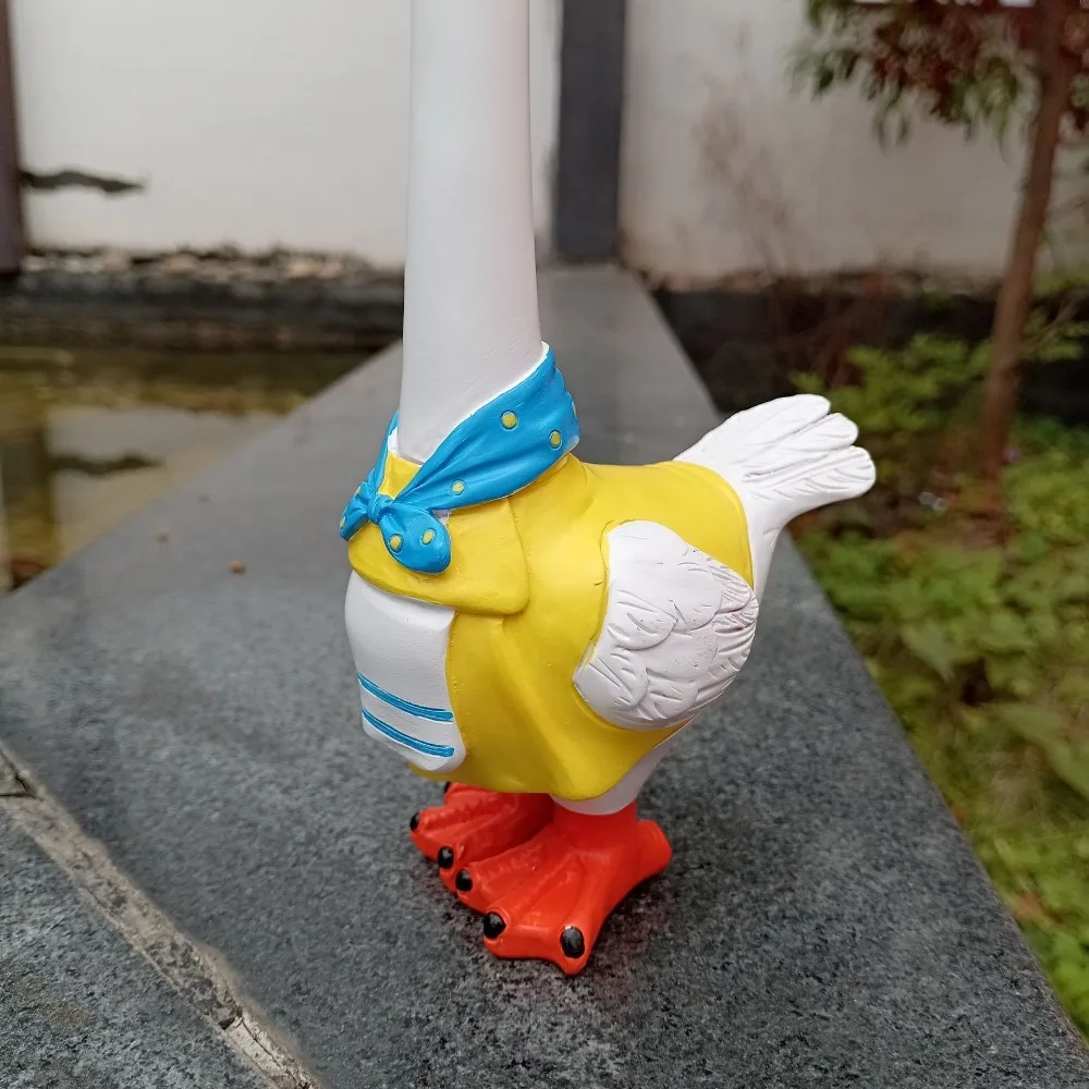 

Animal Sculpture Resin Garden Geese Sculpture Funny Cute Duck Sculpture Handmade Rustic Geese Figurine Outdoor Patio