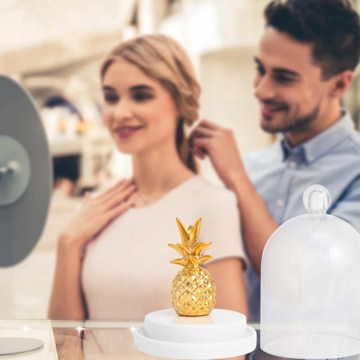 

1PC Pineapple Shape Display Stand Ceramic Jewelry Holder Desktop Jewelry Organizer for Rings Earrings Bracelets