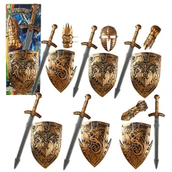 Child Knight Costume Boys Knigth Cosplay For Halloween Carnival Sword Shield Gauntlets Set Toys For Kids