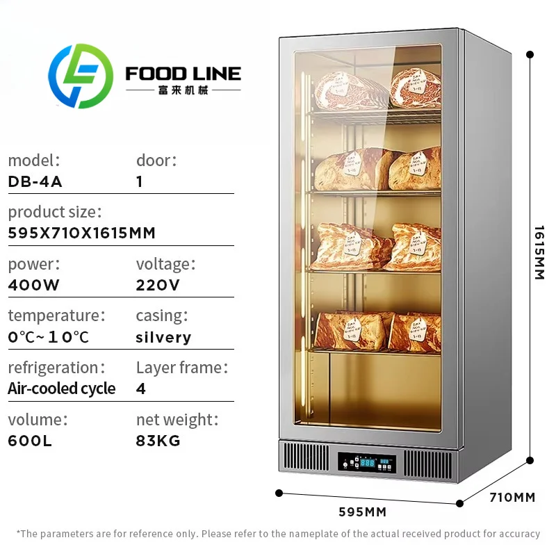Air Cooling Dry Aging Fridge Even Temperature Distribution Meat Aging Cabinet For Long Term Gourmet Meat Preservation