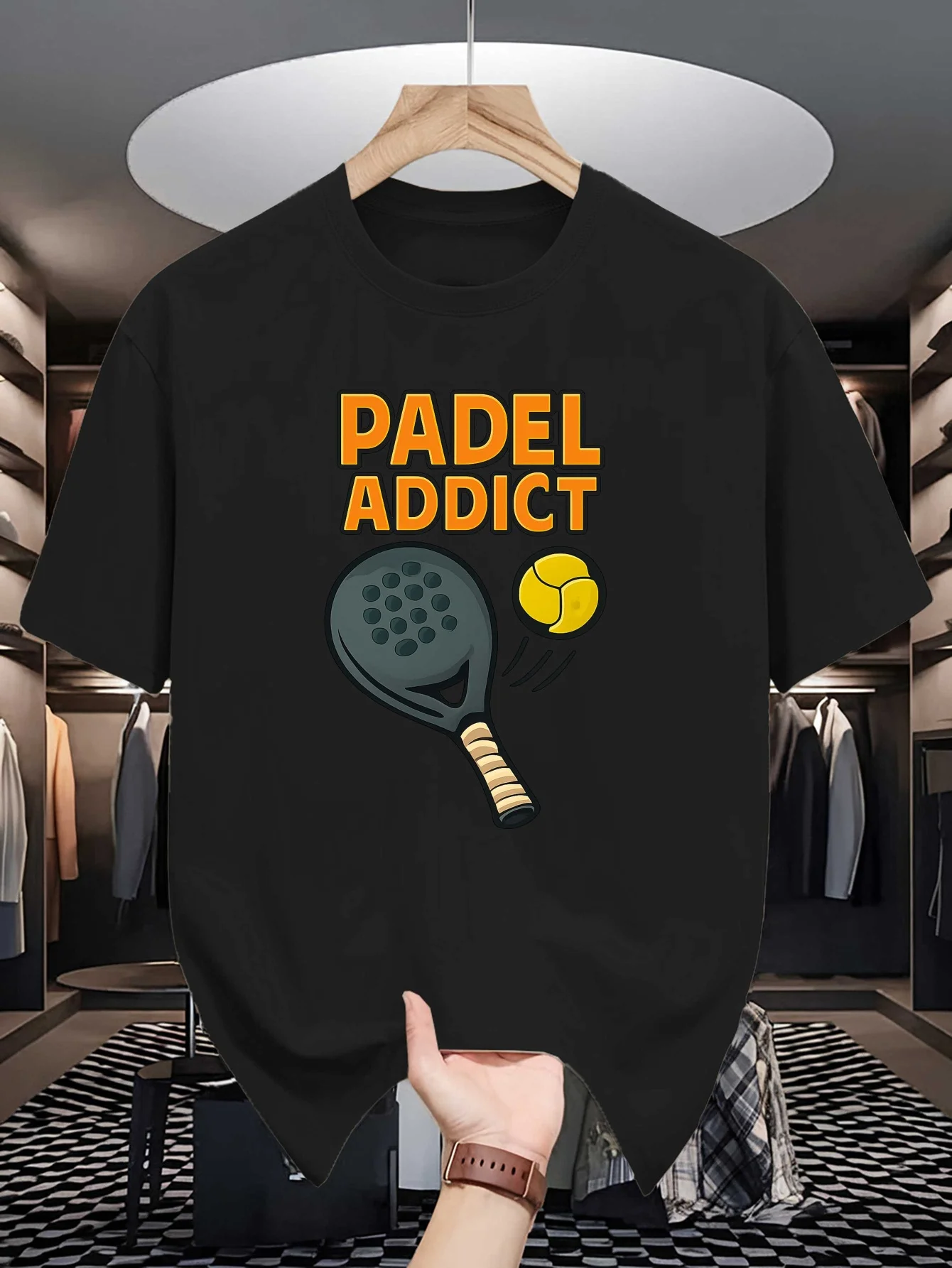 Padel Racket And Ball Graphic Mens Crew Neck T Shirt Padel Addict Tennis Print Short Sleeve Casual Cotton Daily Street Tops