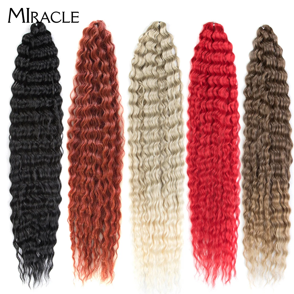 MILAGRE-Água Onda Braid Extensão Do Cabelo, Ombre, loira, marrom, onda profunda, Crochet, cabelo encaracolado, torção sintética, 32"