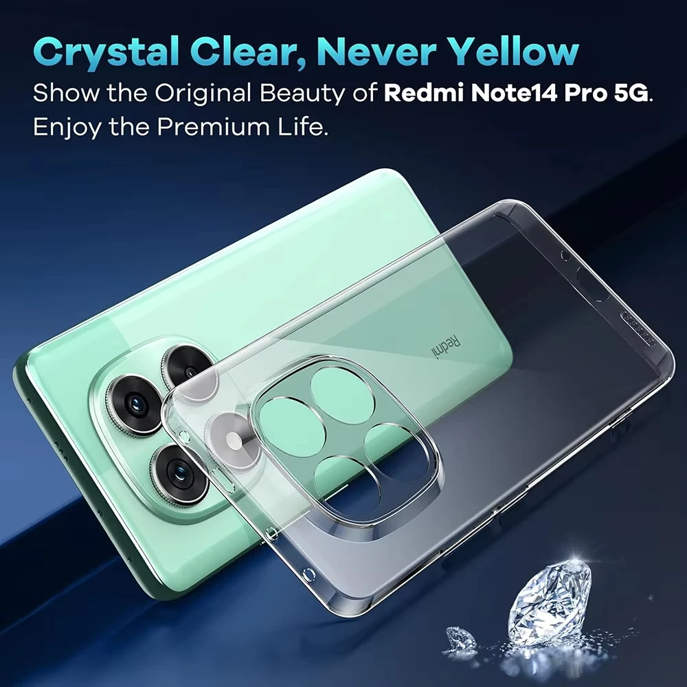 HD Transparent Shockproof Phone Case for Xiaomi Poco X7 X6 X5 F5 M6 X3 Pro X4 GT Soft Silicon Full Camera Protection Cover