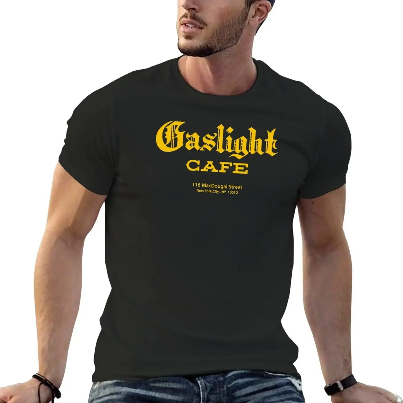 

Gaslight Cafe (yellow) T-Shirt Aesthetic clothing oversizeds cute tops cotton graphic tees t shirts for men cotton