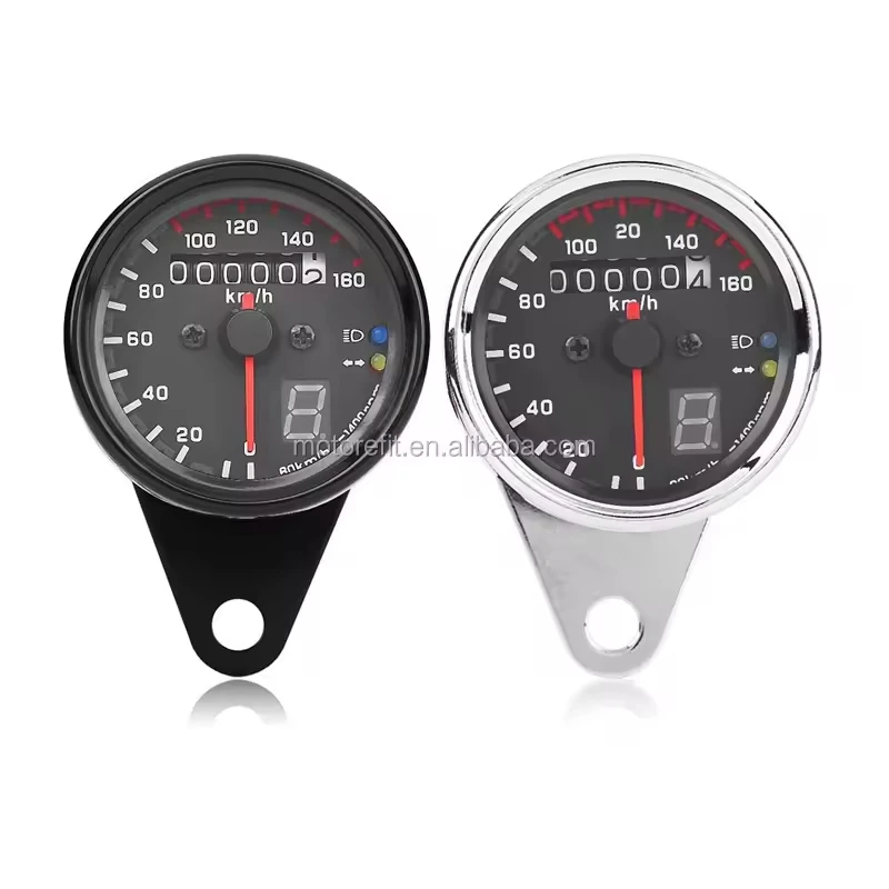 Universal Motorcycle Dual Odometer Speedometer Gauges Gear Digital Display with LED Indicator meter