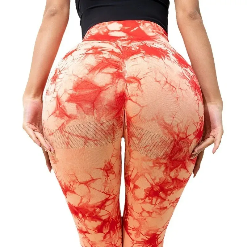 RONGKUN Yoga Clothes High Waisted Tie Dye Tight Running Pants Breathable Shaping and Hip Lifting Women's Yoga Pants